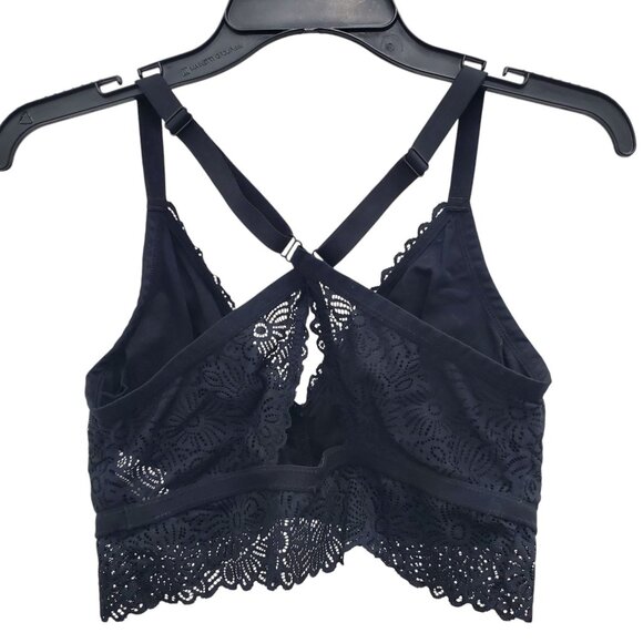 Auden Lightly Lined Crossback Bralette Black Crocheted Lace Wireless Bra Size XL - Picture 5 of 5